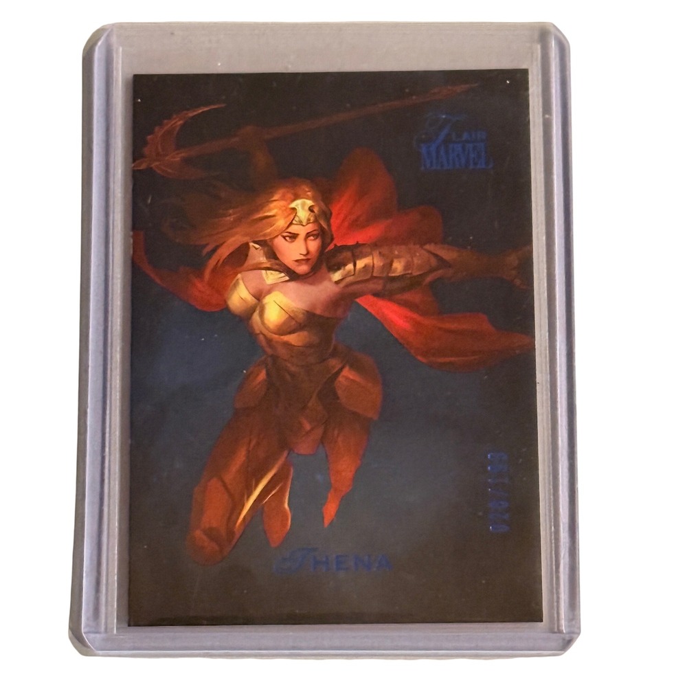 Marvel Flair Thena Eternals Trading Card Blue Parallel 020/199 2023 Upper Deck